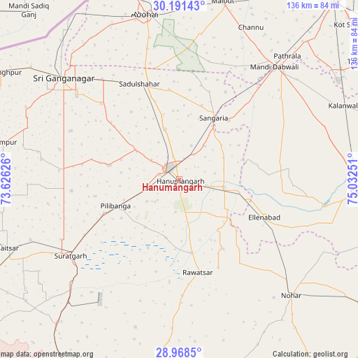 Hanumāngarh on map