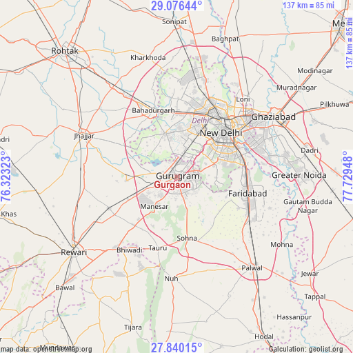Gurgaon on map