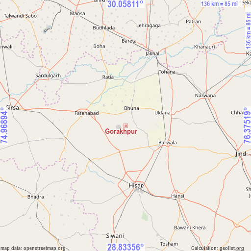 Gorakhpur on map