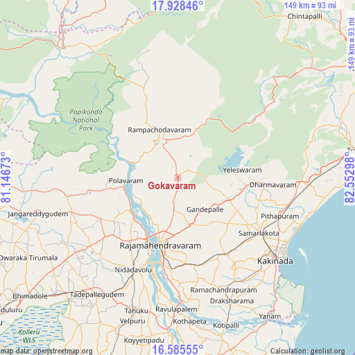 Gokavaram on map