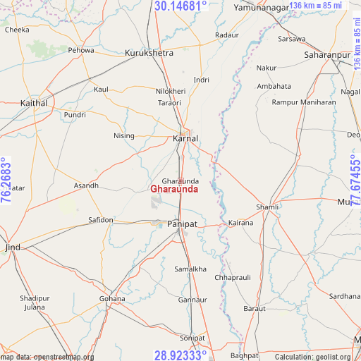 Gharaunda on map