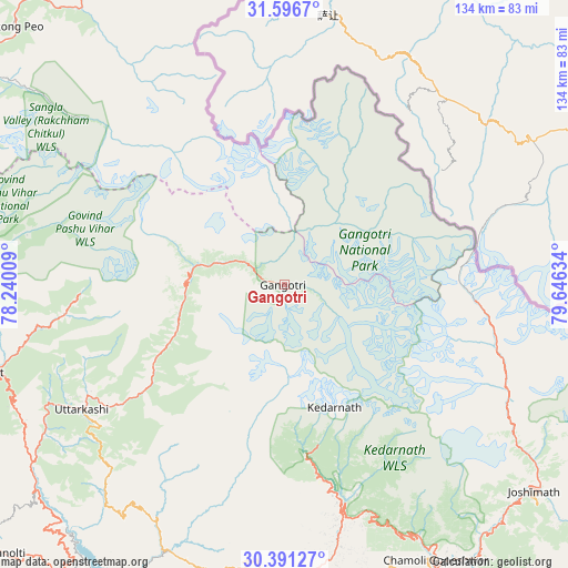 Gangotri on map