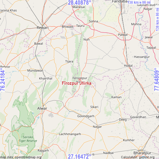 Fīrozpur Jhirka on map