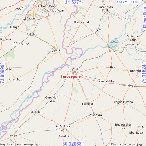 Ferozepore on map