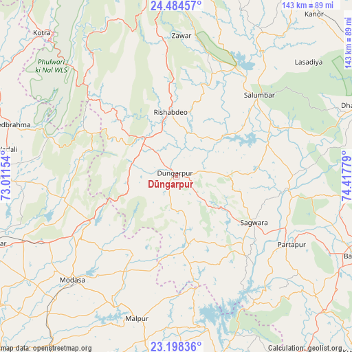 Dūngarpur on map