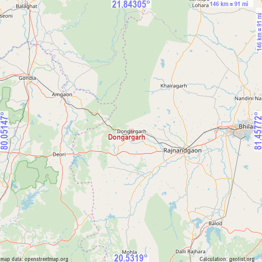 Dongargarh on map