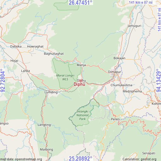 Diphu on map