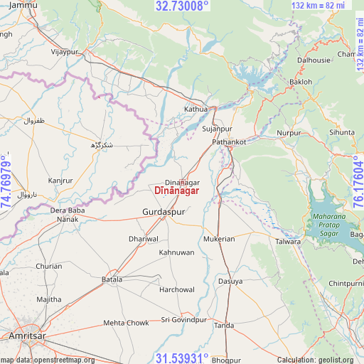Dīnānagar on map