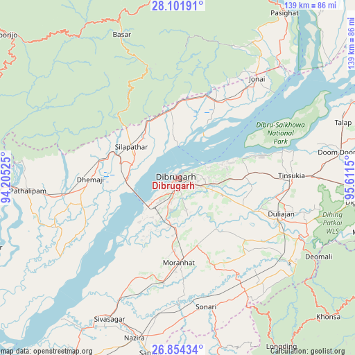 Dibrugarh on map