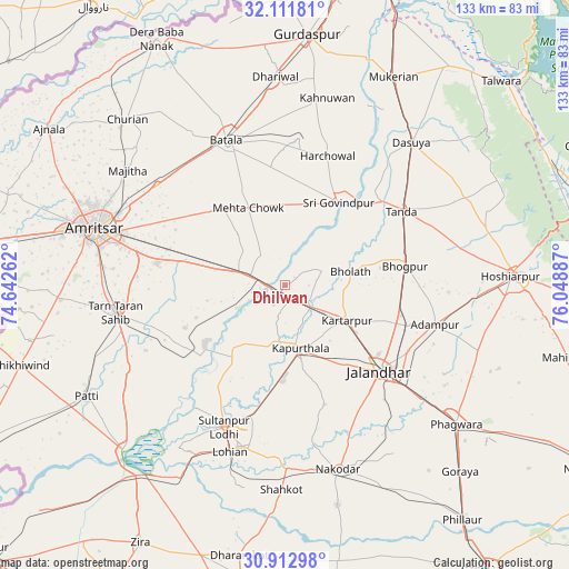 Dhilwan on map