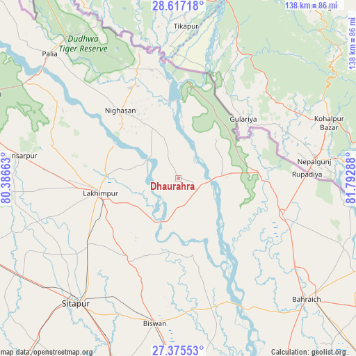 Dhaurahra on map