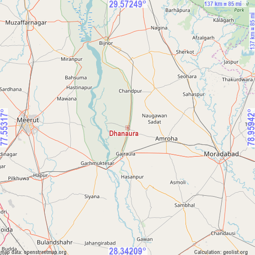 Dhanaura on map