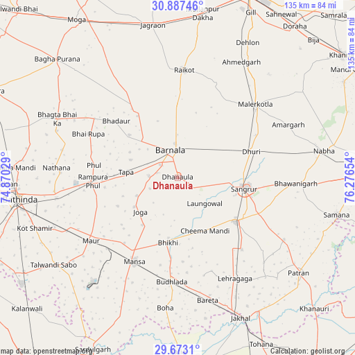 Dhanaula on map