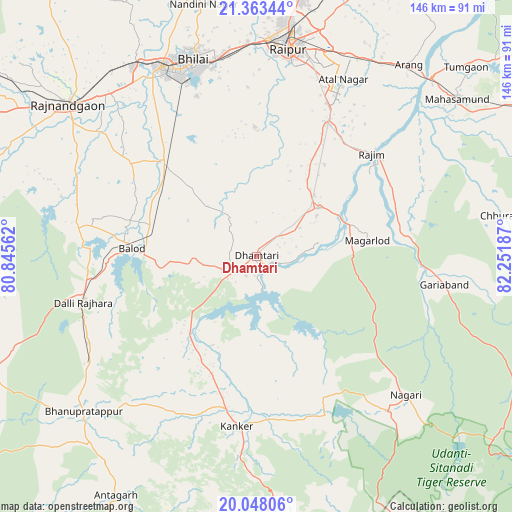 Dhamtari on map