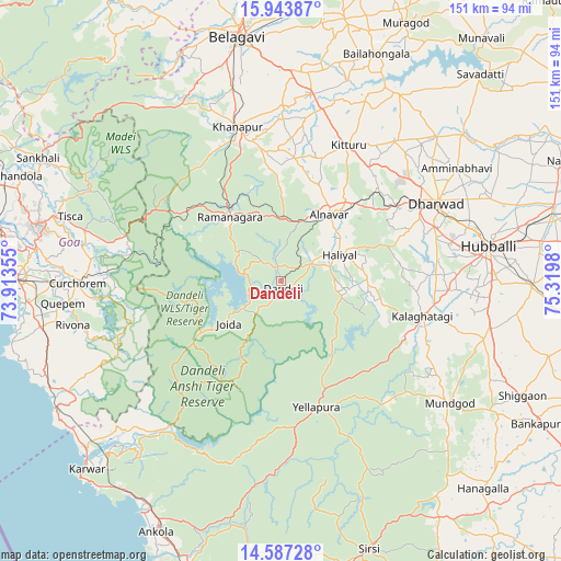 Dandeli on map