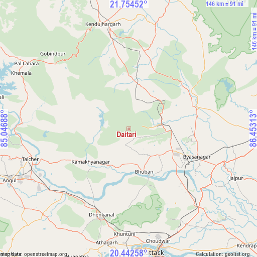 Daitari on map