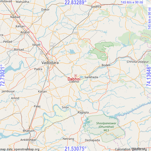 Dabhoi on map