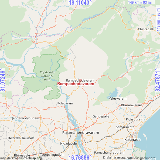 Rampachodavaram on map