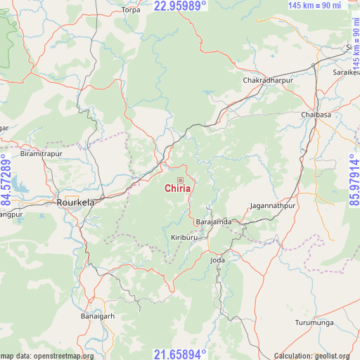 Chiria on map