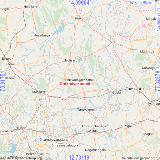 Chiknāyakanhalli on map