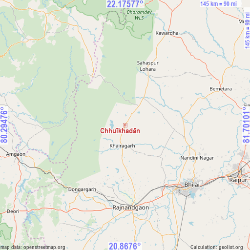 Chhuīkhadān on map