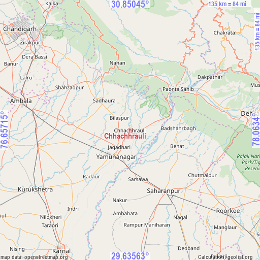 Chhachhrauli on map