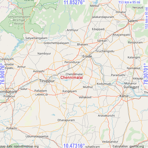 Chennimalai on map