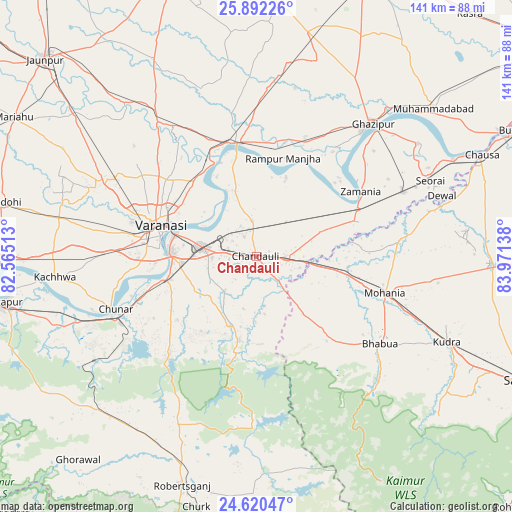 Chandauli on map