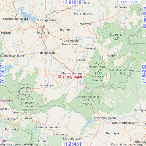 Chamrajnagar on map