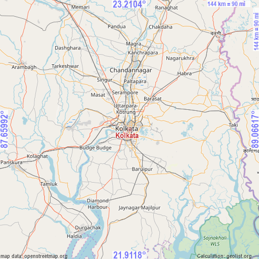 Kolkata on map