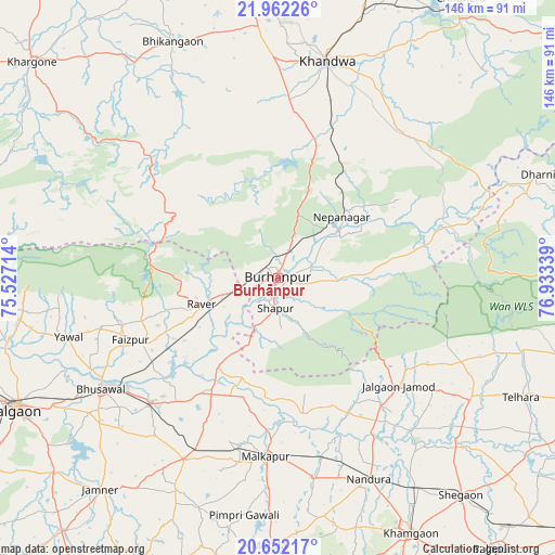 Burhānpur on map