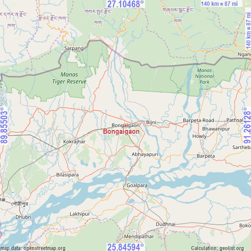 Bongaigaon on map