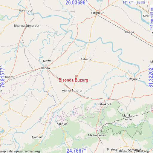 Bisenda Buzurg on map