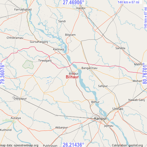 Bilhaur on map