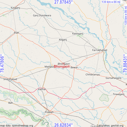 Bhongaon on map