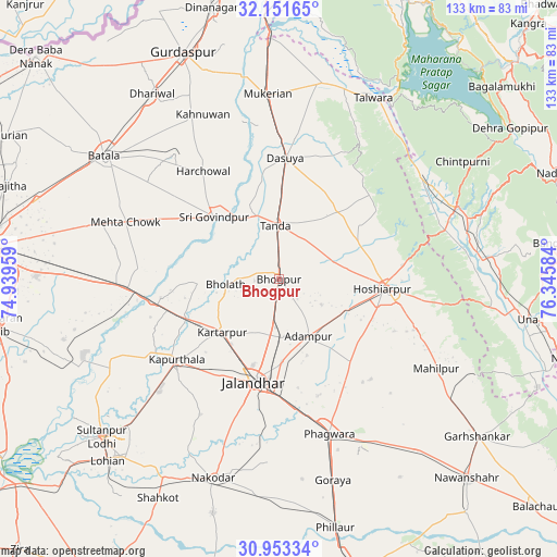 Bhogpur on map