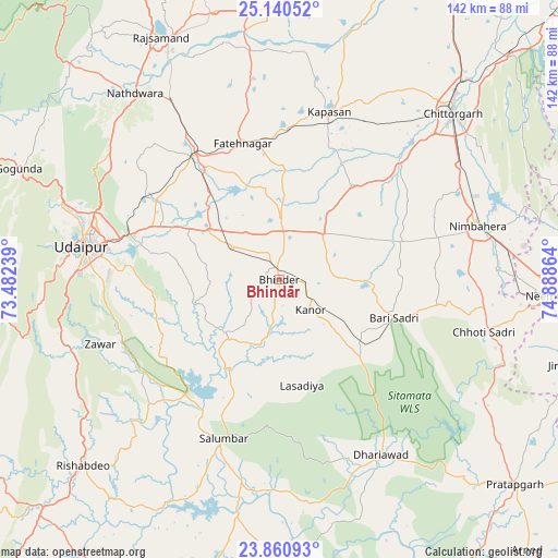 Bhindār on map