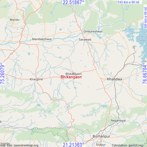 Bhikangaon on map
