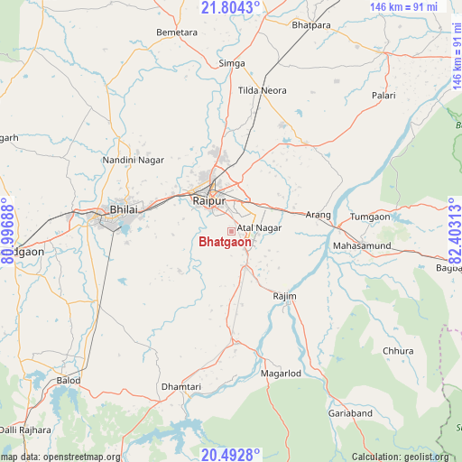 Bhatgaon on map