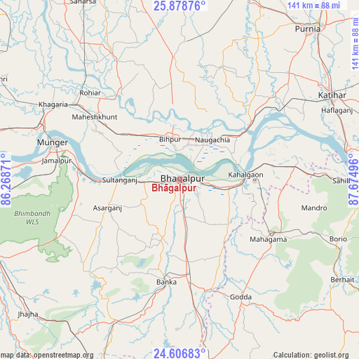 Bhāgalpur on map