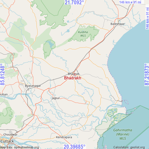 Bhadrakh on map