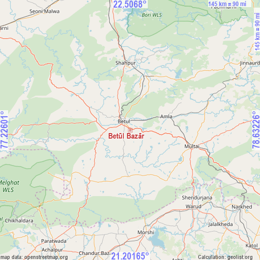 Betūl Bazār on map