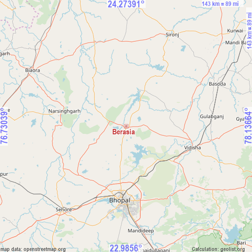 Berasia on map