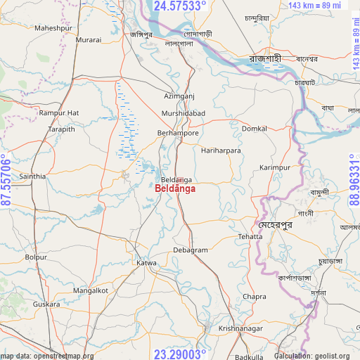Beldānga on map