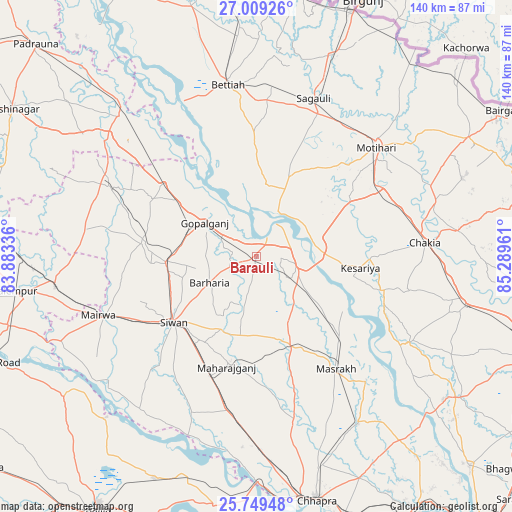 Barauli on map