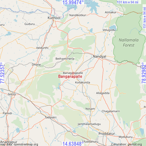 Banganapalle on map