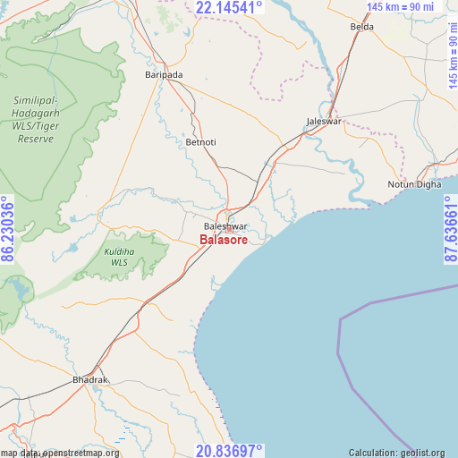 Balasore on map