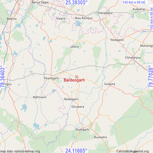 Baldeogarh on map
