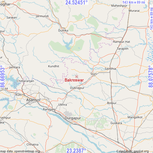 Bakreswar on map