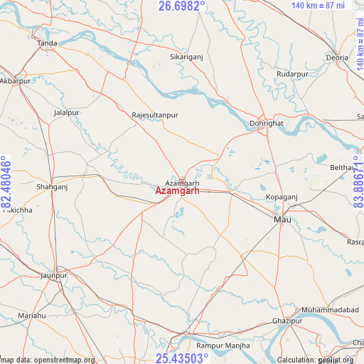 Azamgarh on map